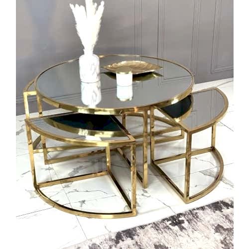 Titanyum Gold Aynalı Orta Sehpa