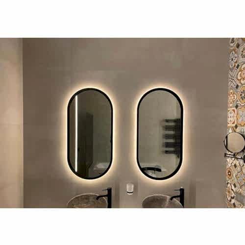 Siyah Çerçeveli Oval Banyo Aynası